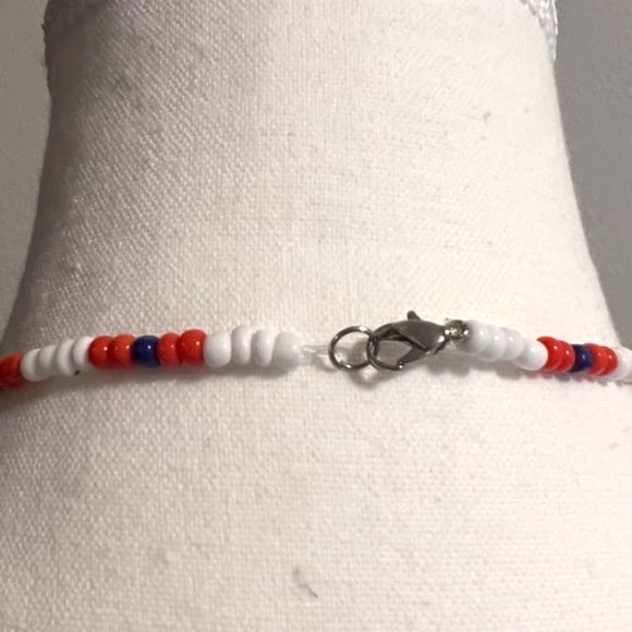 Orange White Purple Native American Style Beaded Necklace Claw Clasp Boho 9 Inch - Picture 5 of 6